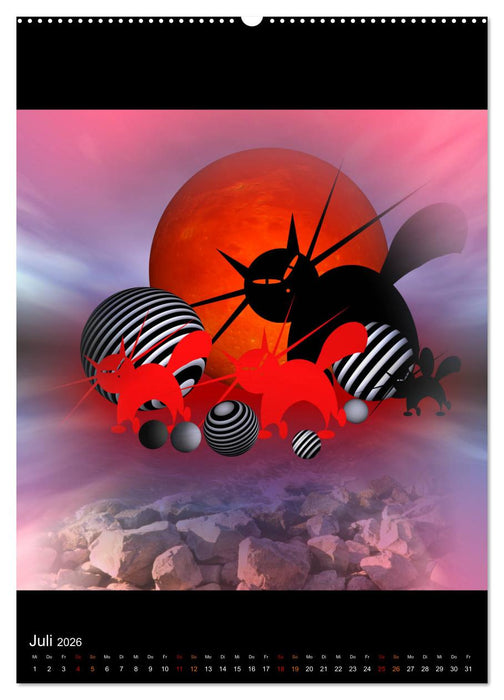 Mooncats - sie leben und sie träumen (CALVENDO Premium Wandkalender 2026)