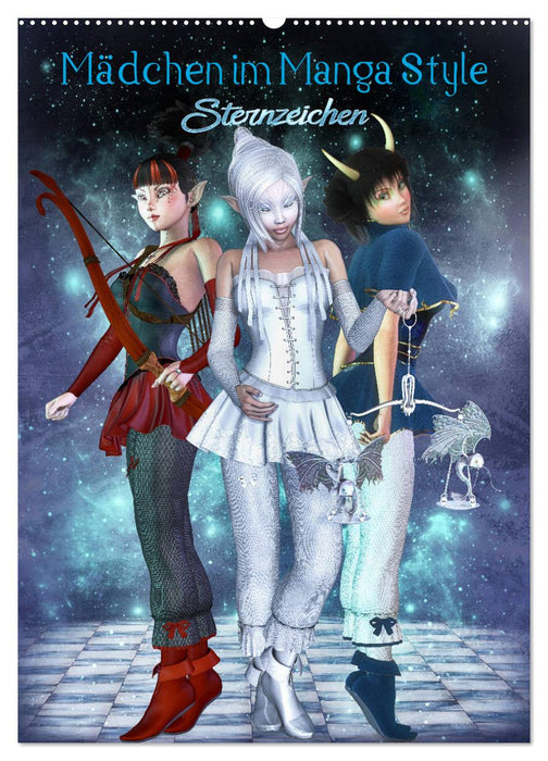Mädchen im Manga Style (Sternzeichen) (CALVENDO Wandkalender 2026)