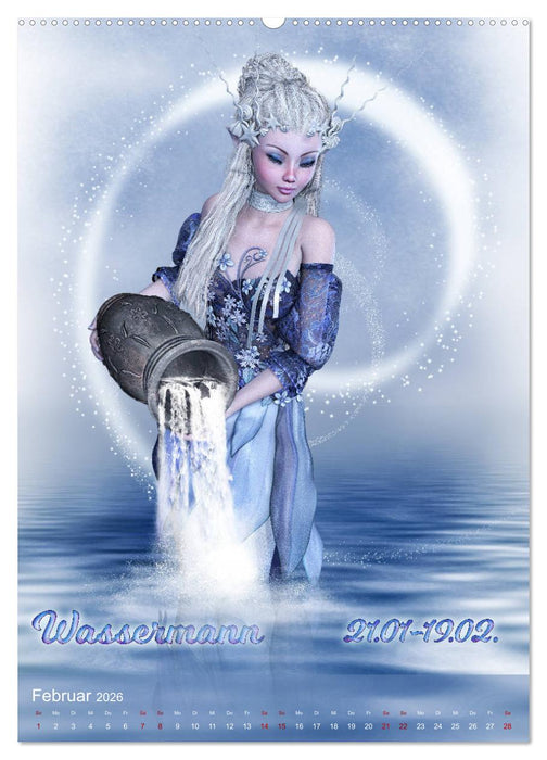 Mädchen im Manga Style (Sternzeichen) (CALVENDO Wandkalender 2026)