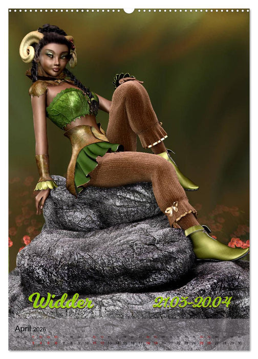 Mädchen im Manga Style (Sternzeichen) (CALVENDO Wandkalender 2026)