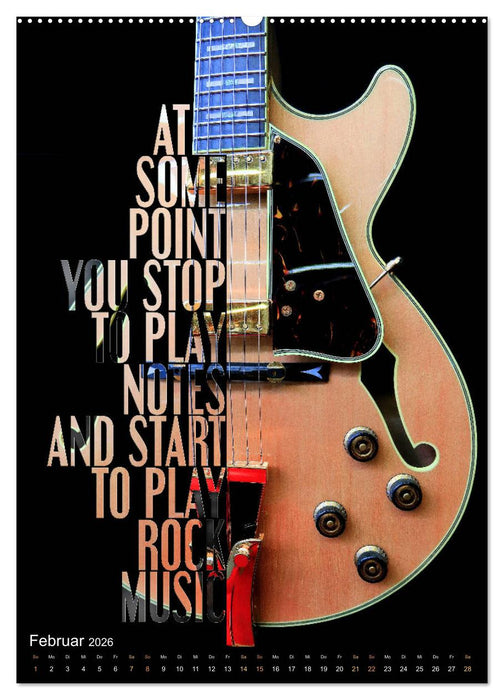 Rockgitarren Textposter (CALVENDO Wandkalender 2026)