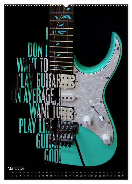 Rockgitarren Textposter (CALVENDO Wandkalender 2026)