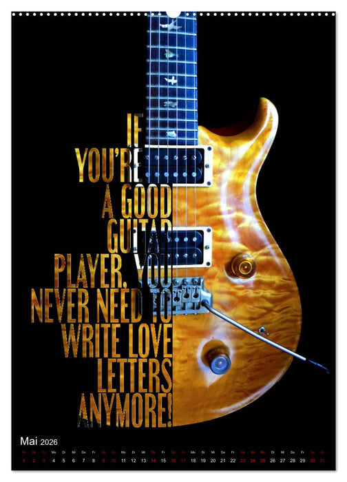 Rockgitarren Textposter (CALVENDO Wandkalender 2026)