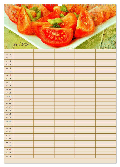 Italienische Küche mit Familienplaner (CALVENDO Premium Wandkalender 2026)