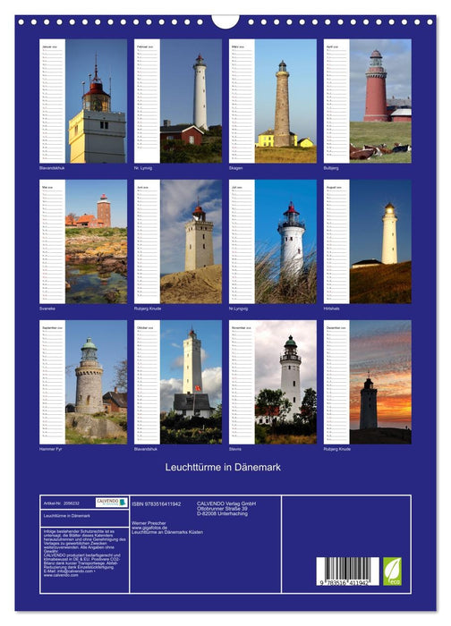 Leuchttürme in Dänemark (CALVENDO Wandkalender 2026)