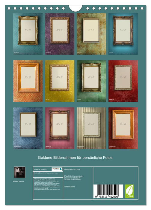 Goldene Bilderrahmen für persönliche Fotos (CALVENDO Wandkalender 2026)
