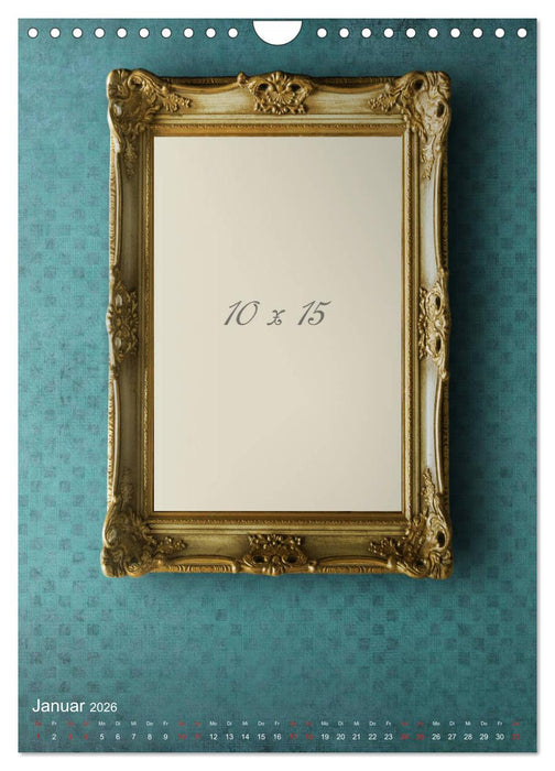 Goldene Bilderrahmen für persönliche Fotos (CALVENDO Wandkalender 2026)