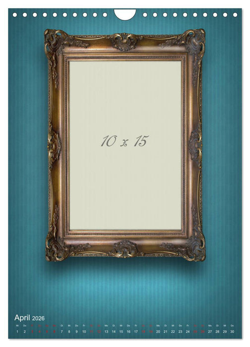 Goldene Bilderrahmen für persönliche Fotos (CALVENDO Wandkalender 2026)