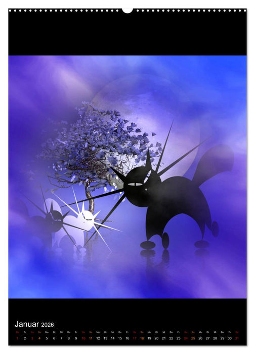 Mooncats - sie leben und sie träumen (CALVENDO Wandkalender 2026)