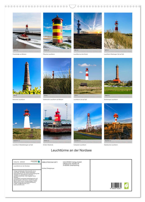Leuchttürme an der Nordsee (CALVENDO Wandkalender 2026)