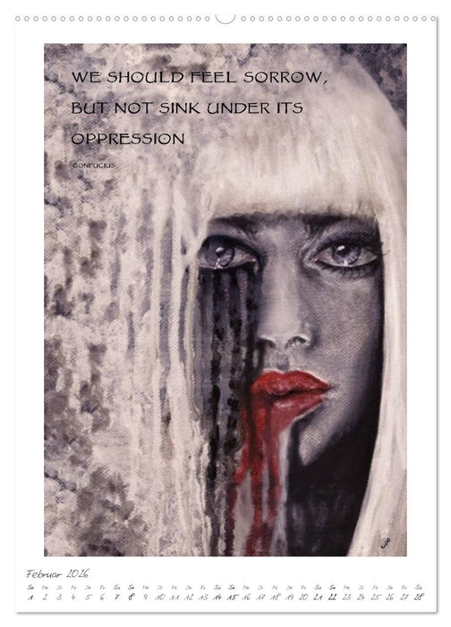 Colourful Women - Fantasy-Frauenportraits in Acryl und Mischtechnik (CALVENDO Premium Wandkalender 2026)