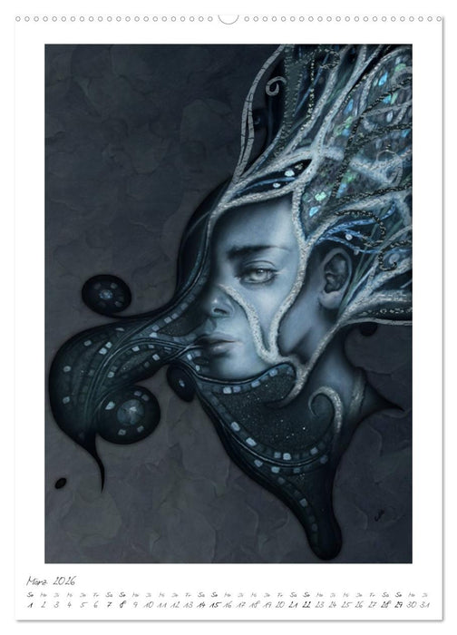 Colourful Women - Fantasy-Frauenportraits in Acryl und Mischtechnik (CALVENDO Premium Wandkalender 2026)