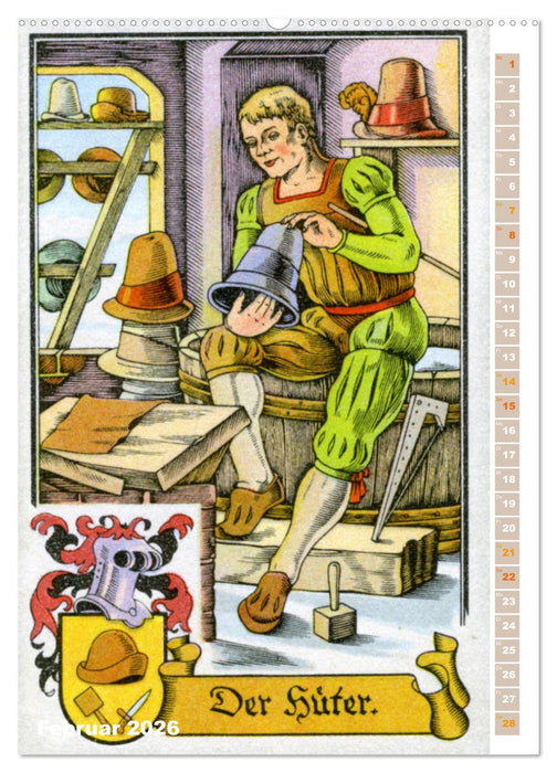 Altes Handwerk neu entdeckt: historische Zeichnungen (CALVENDO Wandkalender 2026)