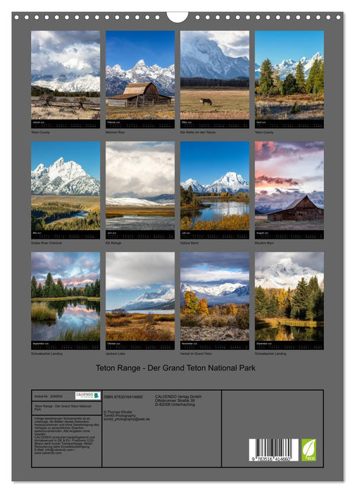 Teton Range - Der Grand Teton National Park (CALVENDO Wandkalender 2026)