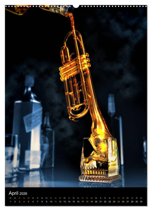 VIRTUAL MUSIC - Musikinstrumente in Hyperrealistischen Illustrationen (CALVENDO Premium Wandkalender 2026)