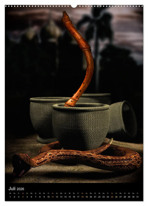 VIRTUAL MUSIC - Musikinstrumente in Hyperrealistischen Illustrationen (CALVENDO Premium Wandkalender 2026)