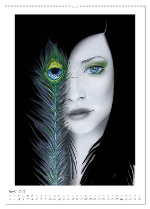 Colourful Women - Fantasy-Frauenportraits in Acryl und Mischtechnik (CALVENDO Wandkalender 2026)