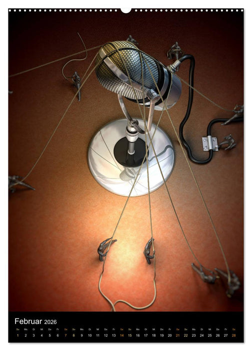 VIRTUAL MUSIC - Musikinstrumente in Hyperrealistischen Illustrationen (CALVENDO Wandkalender 2026)