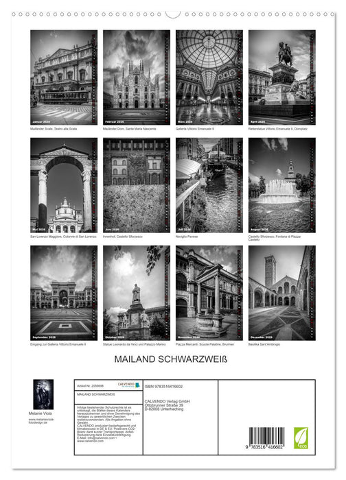 MAILAND SCHWARZWEIß (CALVENDO Premium Wandkalender 2026)