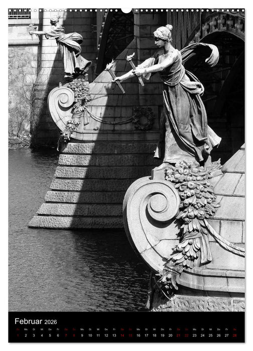 Prag - Die goldene Stadt in monochrom (CALVENDO Premium Wandkalender 2026)