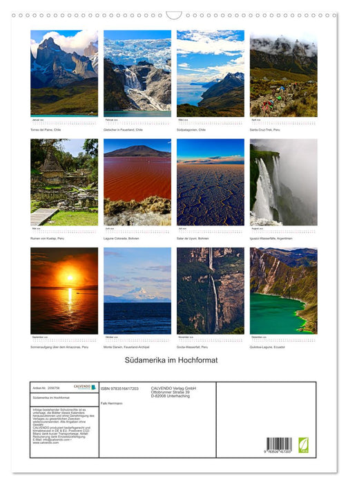 Südamerika im Hochformat (CALVENDO Wandkalender 2026)