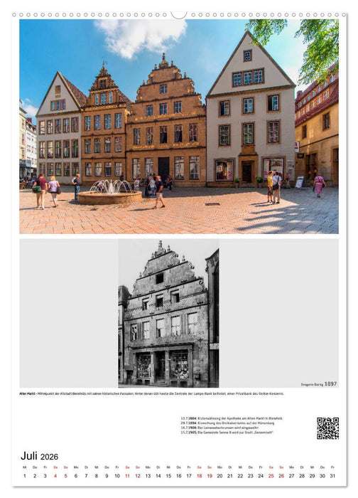 Bielefelder Fotomotive heute und damals mit historischen Ereignissen (CALVENDO Premium Wandkalender 2026)