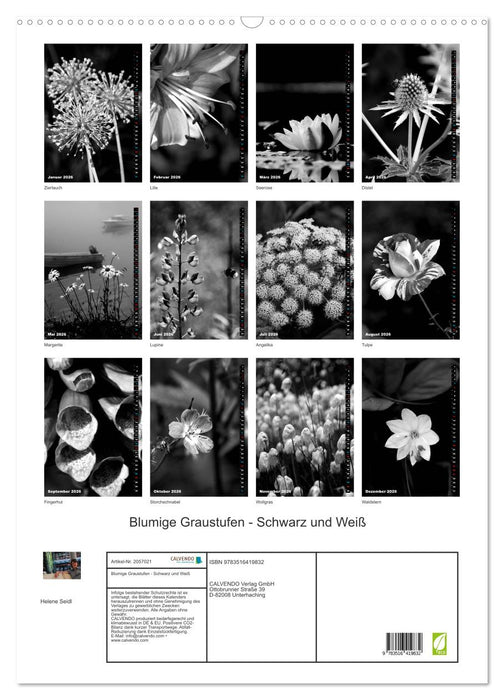 Blumige Graustufen - Schwarz und Weiß (CALVENDO Wandkalender 2026)