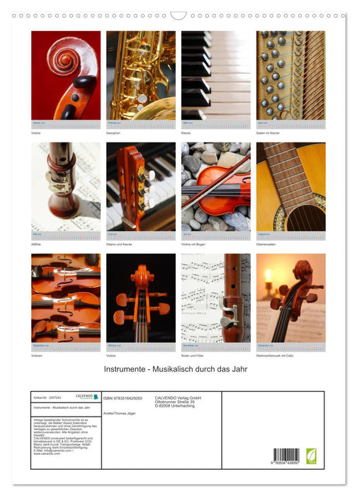 Instrumente - Musikalisch durch das Jahr (CALVENDO Wandkalender 2026)