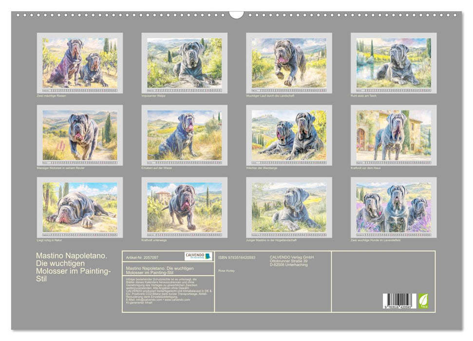 Mastino Napoletano. Die wuchtigen Molosser im Painting-Stil (CALVENDO Wandkalender 2026)
