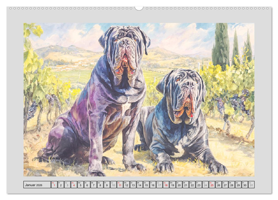 Mastino Napoletano. Die wuchtigen Molosser im Painting-Stil (CALVENDO Wandkalender 2026)