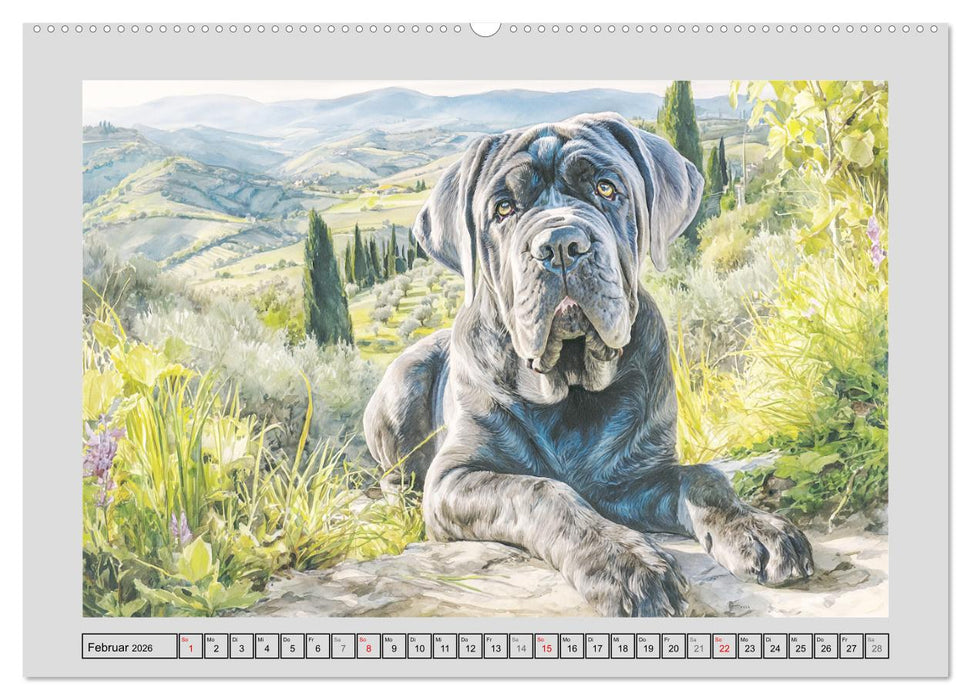 Mastino Napoletano. Die wuchtigen Molosser im Painting-Stil (CALVENDO Wandkalender 2026)