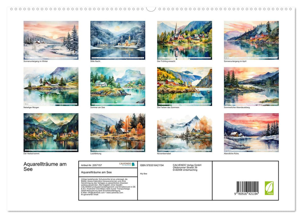 Aquarellträume am See (CALVENDO Premium Wandkalender 2026)