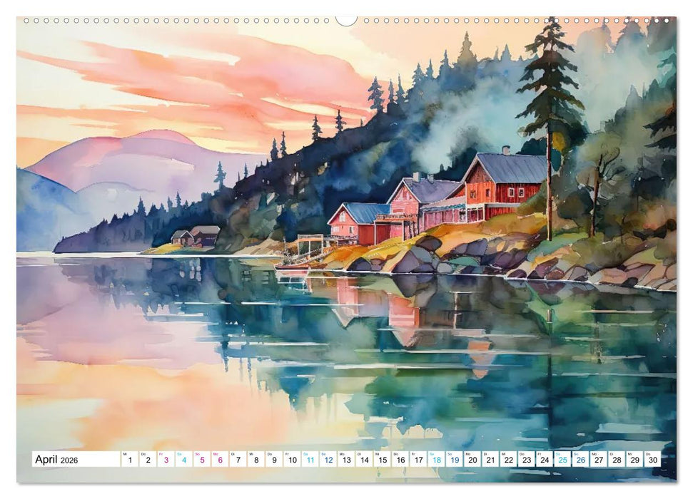 Aquarellträume am See (CALVENDO Premium Wandkalender 2026)