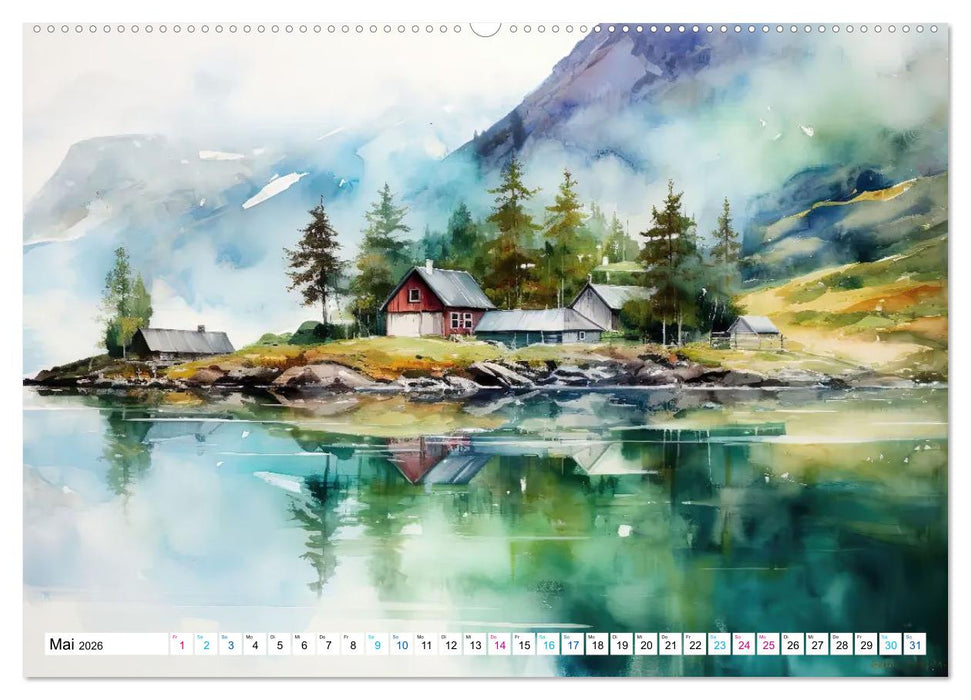 Aquarellträume am See (CALVENDO Premium Wandkalender 2026)