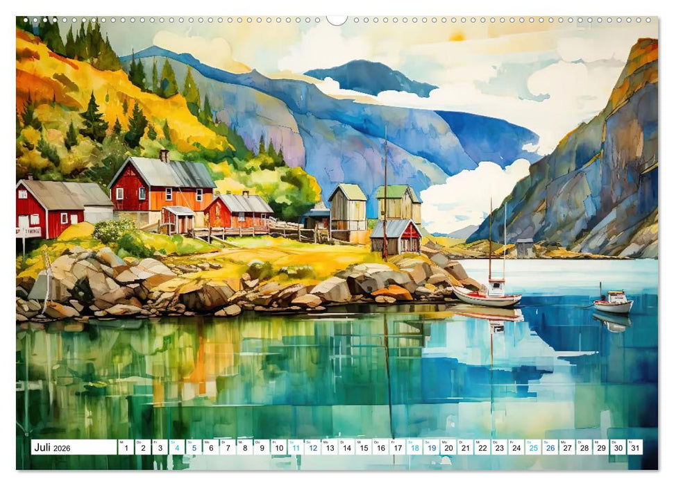 Aquarellträume am See (CALVENDO Premium Wandkalender 2026)