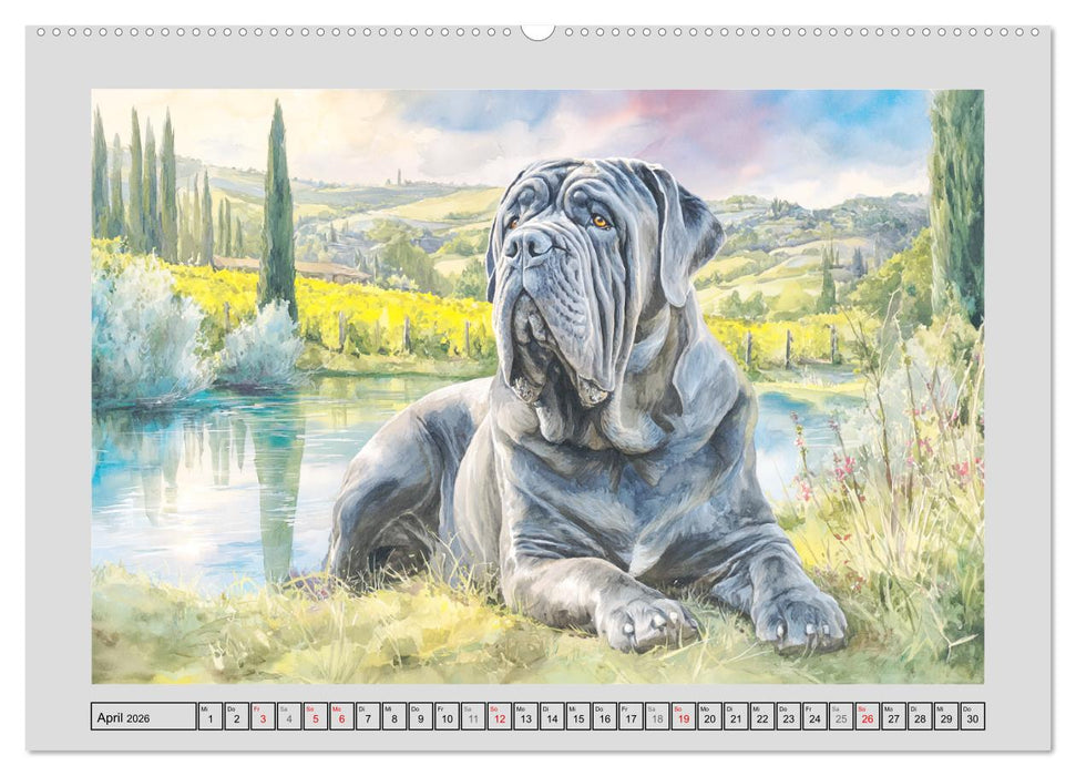 Mastino Napoletano. Die wuchtigen Molosser im Painting-Stil (CALVENDO Premium Wandkalender 2026)