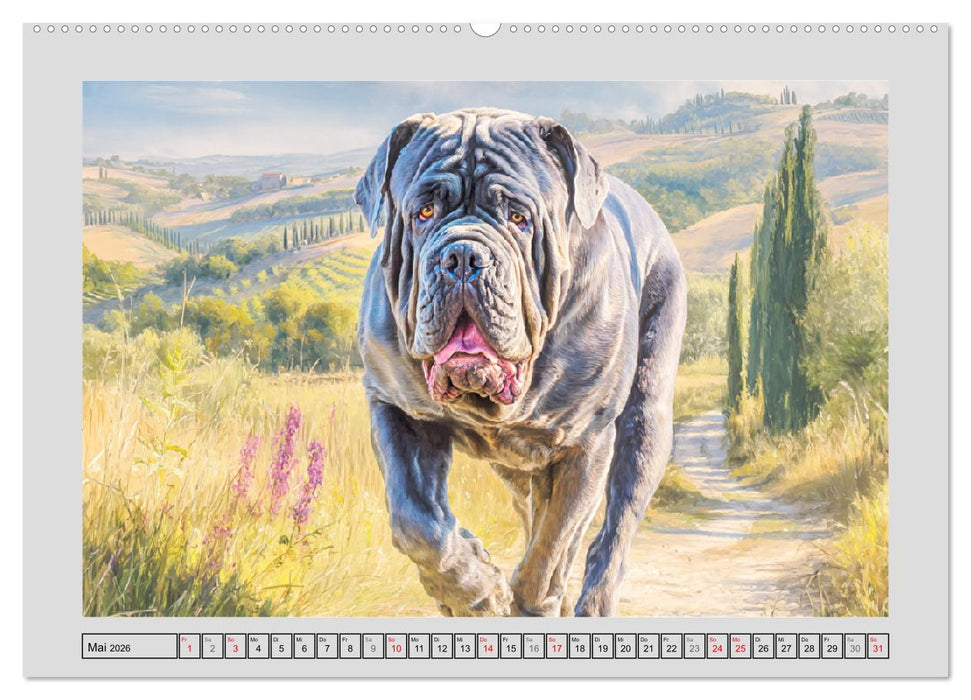 Mastino Napoletano. Die wuchtigen Molosser im Painting-Stil (CALVENDO Premium Wandkalender 2026)