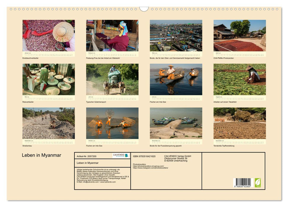 Leben in Myanmar (CALVENDO Wandkalender 2026)