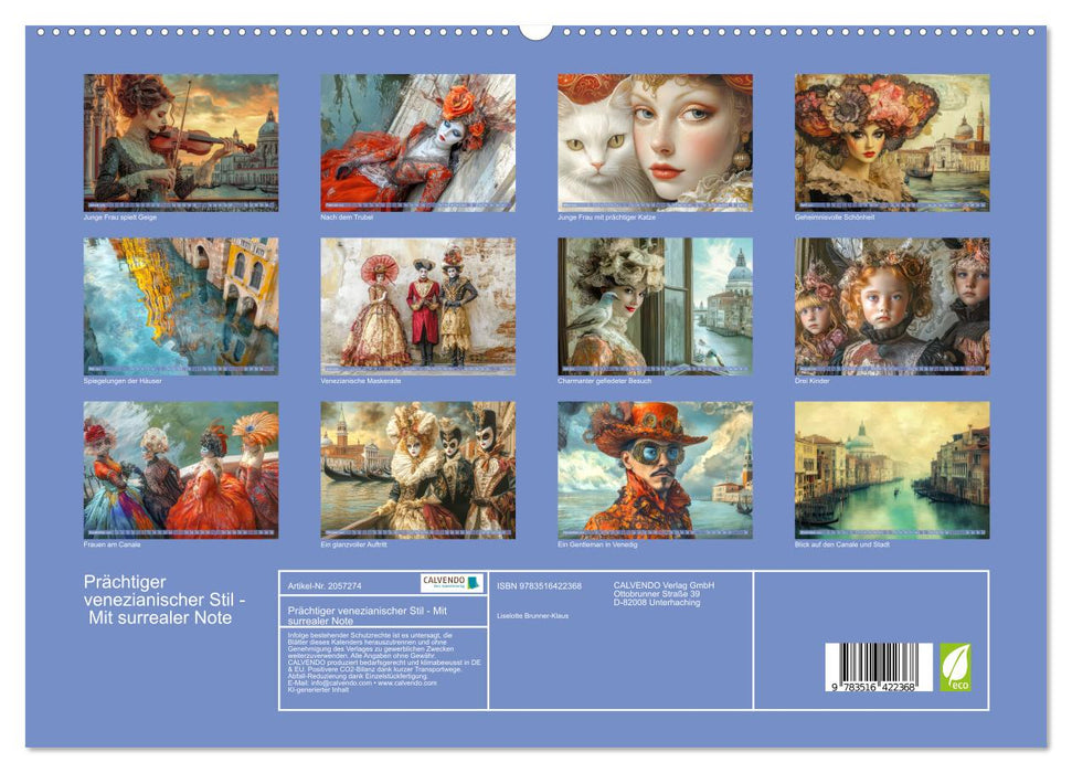 Prächtiger venezianischer Stil - Mit surrealer Note (CALVENDO Premium Wandkalender 2026)