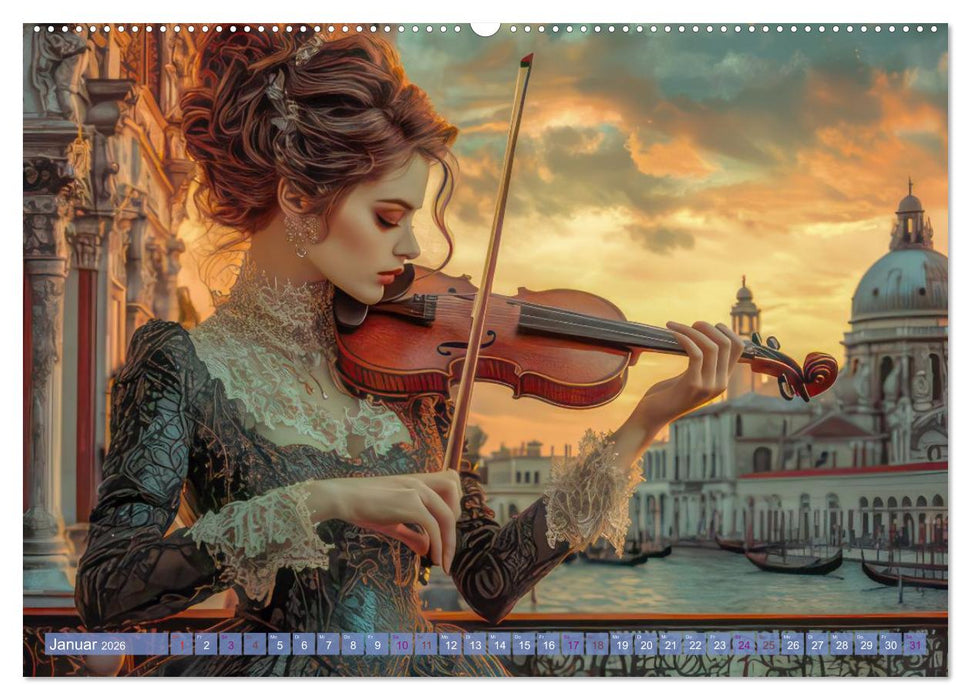 Prächtiger venezianischer Stil - Mit surrealer Note (CALVENDO Premium Wandkalender 2026)