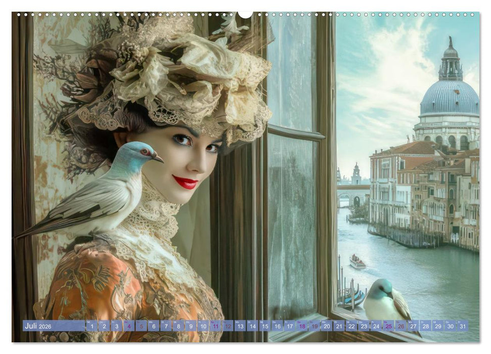 Prächtiger venezianischer Stil - Mit surrealer Note (CALVENDO Premium Wandkalender 2026)