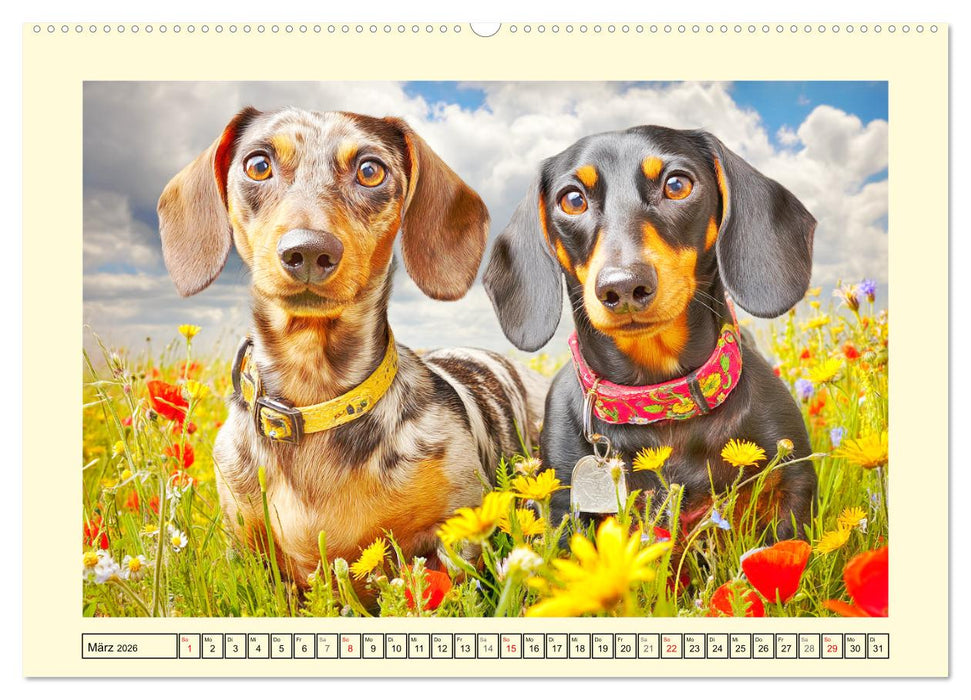 Dackelglück Deluxe. Lange Ohren, kurze Beine und viel Charme (CALVENDO Premium Wandkalender 2026)