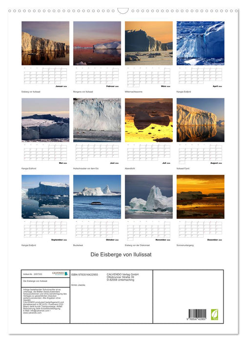 Die Eisberge von Ilulissat (CALVENDO Wandkalender 2026)