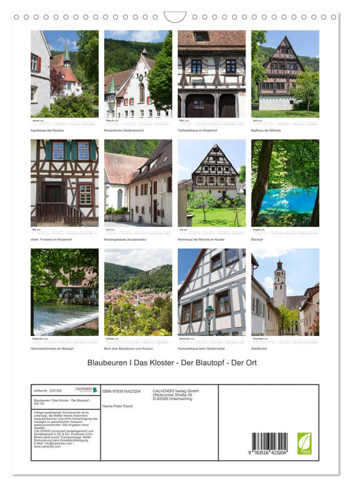 Blaubeuren I Das Kloster - Der Blautopf - Der Ort (CALVENDO Wandkalender 2026)