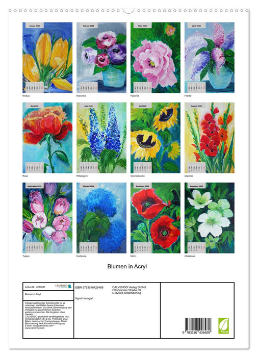 Blumen in Acryl (CALVENDO Premium Wandkalender 2026)