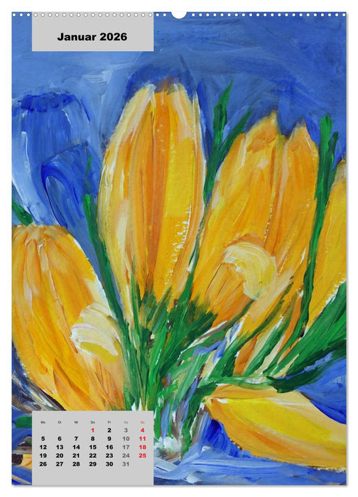 Blumen in Acryl (CALVENDO Premium Wandkalender 2026)