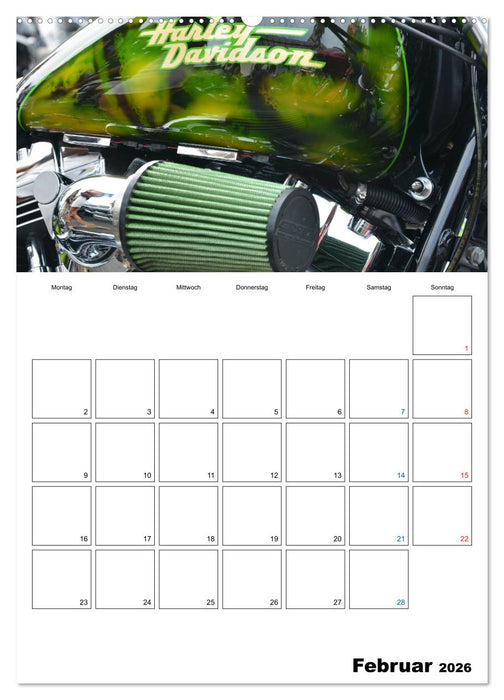 Harley Davidson Familienplaner (CALVENDO Premium Wandkalender 2026)