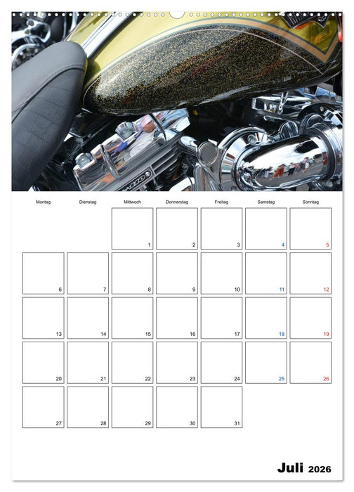 Harley Davidson Familienplaner (CALVENDO Premium Wandkalender 2026)