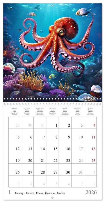 Ocean Life - Marine Animals Collection (CALVENDO Monthly Calendar 2026)