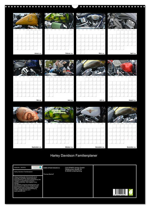 Harley Davidson Familienplaner (CALVENDO Wandkalender 2026)